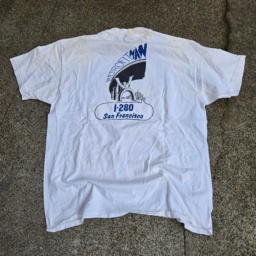 Vtg 90s SAN FRANCISCO Earthquake Retrofit I-280 Architecture Graphic T Shirt XL
